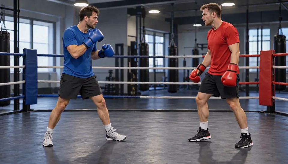 A clear exchange beats a crowded battle. Short sparring scenes leave more room to inspect hands and spacing. Watch the whole exchange for glove contact, balance and changing limbs. (3/3)