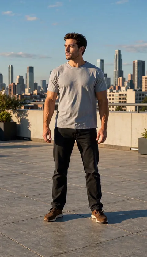 One person. One costume reveal. A clear transformation needs a simple sequence: ordinary clothes, a changing silhouette and a final pose. Review the face and outfit across the whole shot. (1/3)