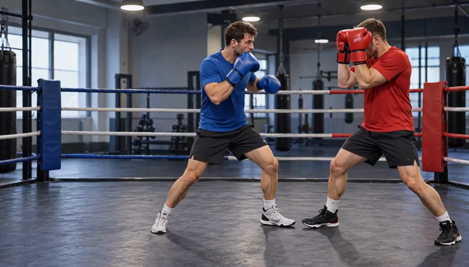 A clear exchange beats a crowded battle. Short sparring scenes leave more room to inspect hands and spacing. Watch the whole exchange for glove contact, balance and changing limbs. (2/3)