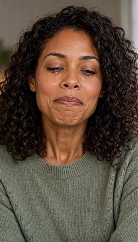 Let the emotion unfold. A close portrait makes the change easier to see. Watch the eyes and cheeks through the full clip rather than judging a single tearful frame. (2/3)