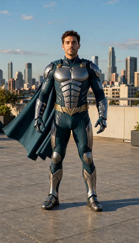 One person. One costume reveal. A clear transformation needs a simple sequence: ordinary clothes, a changing silhouette and a final pose. Review the face and outfit across the whole shot. (3/3)